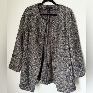 Talbots Tweed Jacket Italian Fabric Boucle Coat Chanel Style Blazer Size 10